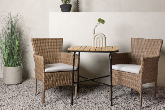 Malina & Holmbeck Esszimmerstuhl 2er-Pack Natur + Cafétisch 70 x 55 Natur