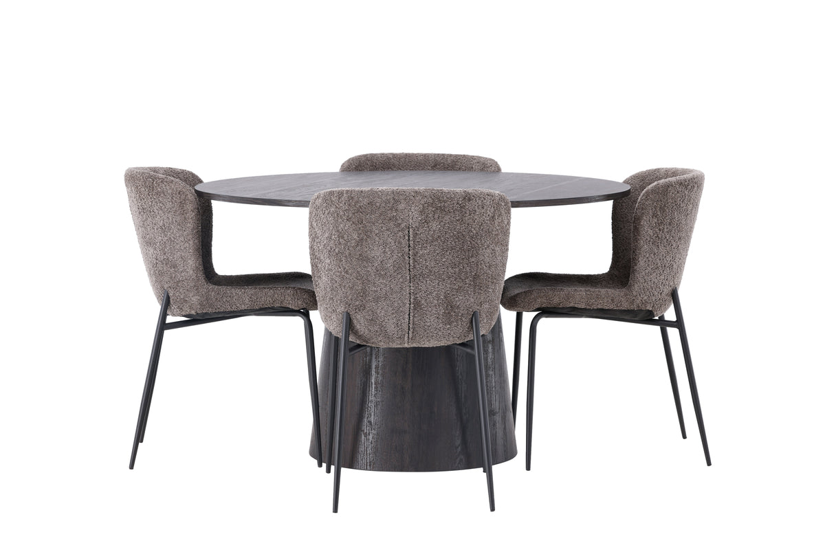 Modesto & Lanzo Esszimmerstuhl 2er-Pack Braun + Runder Esstisch 120 cm Mocca