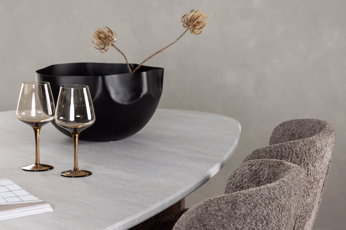 Modesto & Grönvik Esszimmer-Set Oval 180 x 90 Hellgrau mit 4 Stühlen in Braun