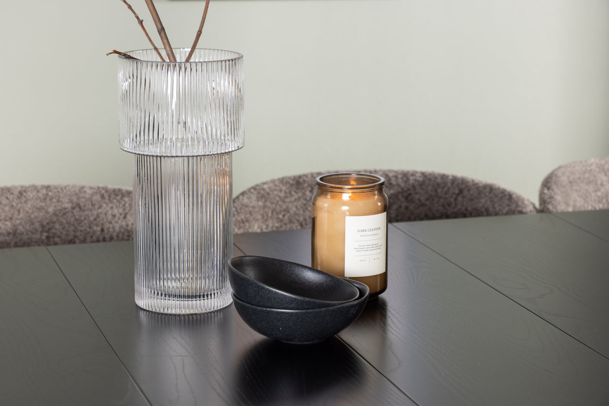 Modesto & Astrid Esszimmerstuhl 2er-Pack Braun + Esstisch rechteckig 200 x 90 Schwarz