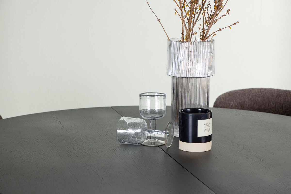 Modesto & Matilda Esszimmerstuhl 2er-Pack Braun + Runder Esstisch 130 cm Schwarz