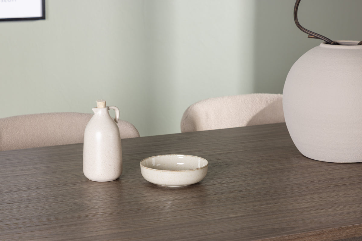 Modesto & Andy Esszimmerstuhl 2er-Set Beige + Ovaler Esstisch 180 x 90 Natur