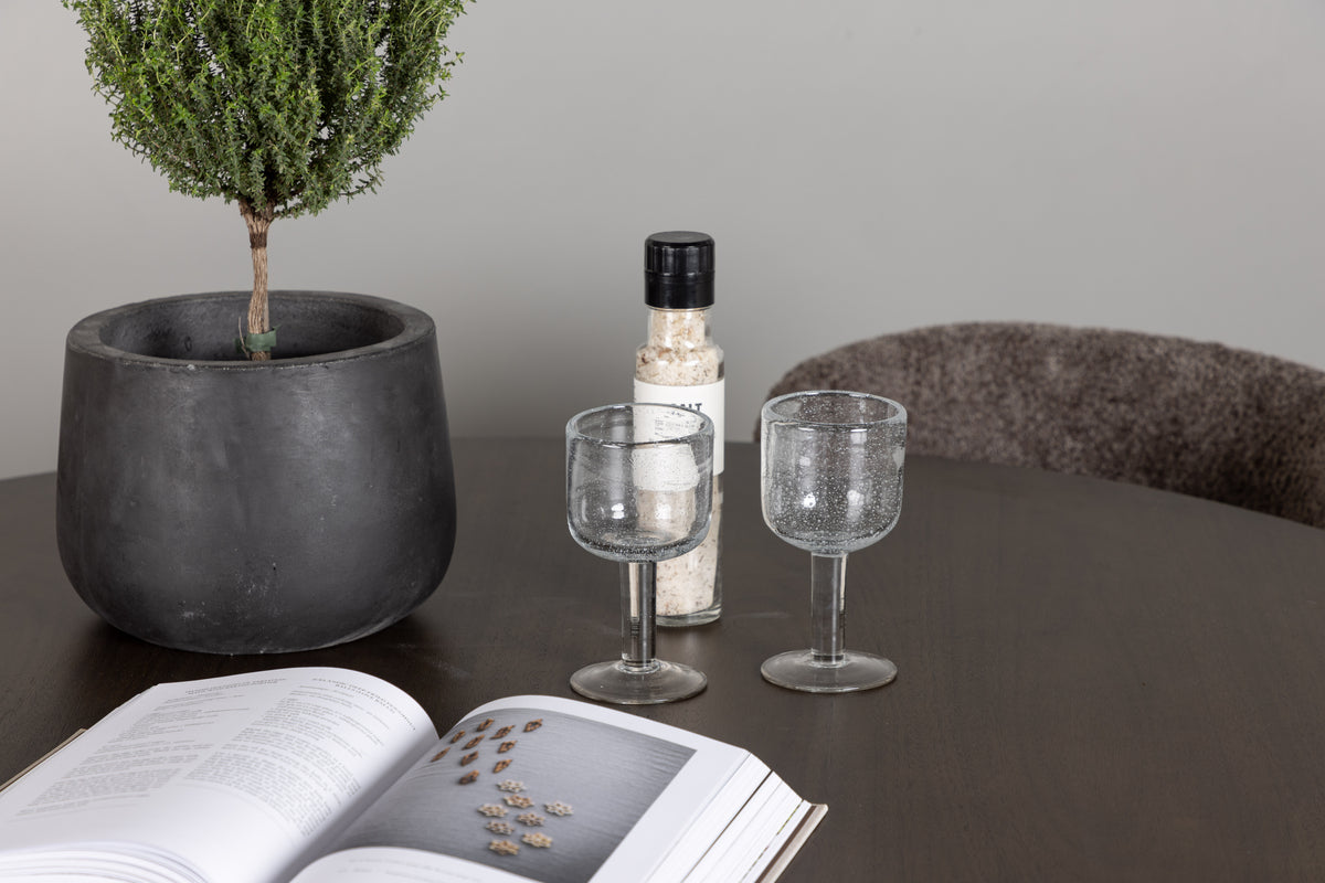 Modesto & Kaseidon Esszimmerstuhl 2er-Pack Braun + Runder Esstisch 100 cm Dunkelbraun