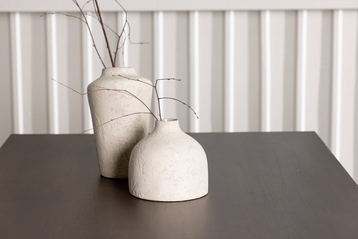 Modesto & Kaseidon Esszimmerstuhl 2er-Set Beige + Esstisch rechteckig 120 x 80 Dunkelbraun