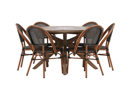 Rosario & Guarda Outdoor-Esszimmerset Rund 140 cm Braun