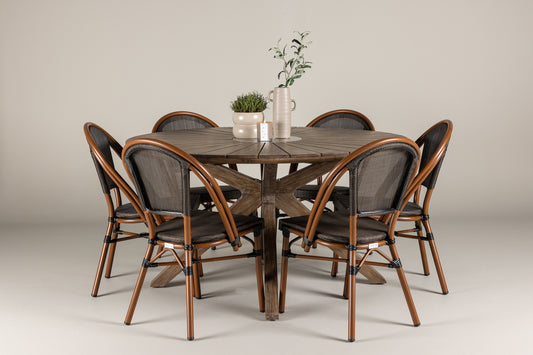 Rosario & Guarda Outdoor-Esszimmerset Rund 140 cm Braun