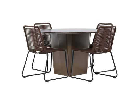 Lindos & Santa Fe Outdoor-Esszimmerset 120 cm Braun Schwarz