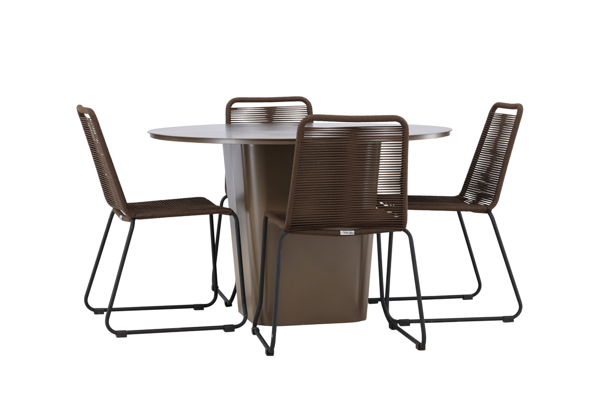 Lindos & Santa Fe Outdoor-Esszimmerset 120 cm Braun Schwarz
