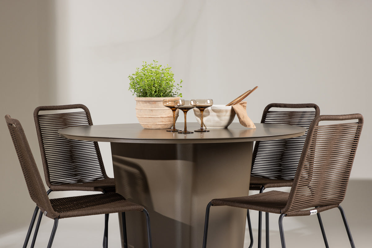 Lindos & Santa Fe Outdoor-Esszimmerset 120 cm Braun Schwarz