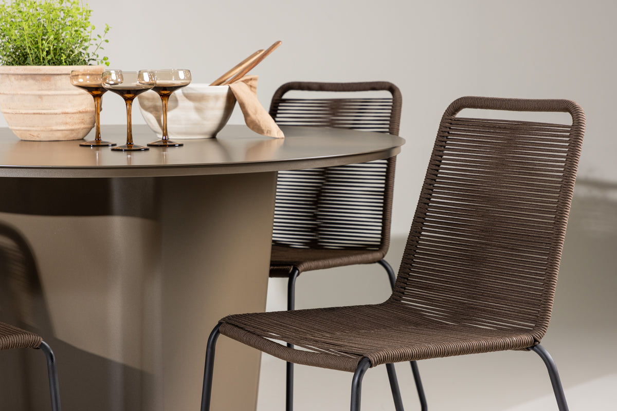 Lindos & Santa Fe Outdoor-Esszimmerset 120 cm Braun Schwarz