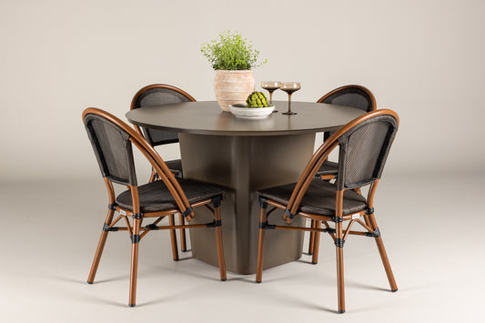 Santa Fe & Guarda Outdoor-Café-Set Braun Schwarz