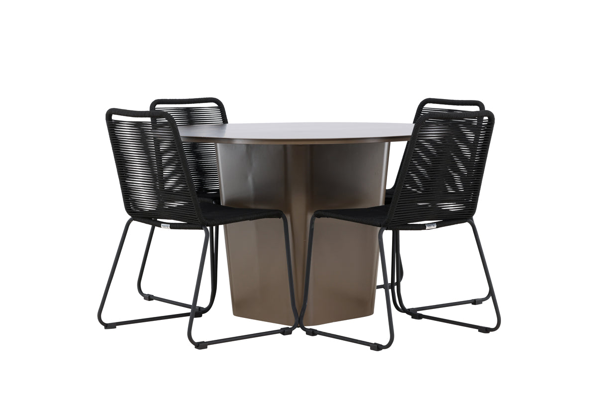 Lindos & Santa Fe Outdoor-Esszimmerset 120 cm Braun Schwarz