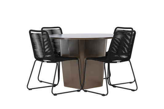 Lindos & Santa Fe Outdoor-Esszimmerset 120 cm Braun Schwarz