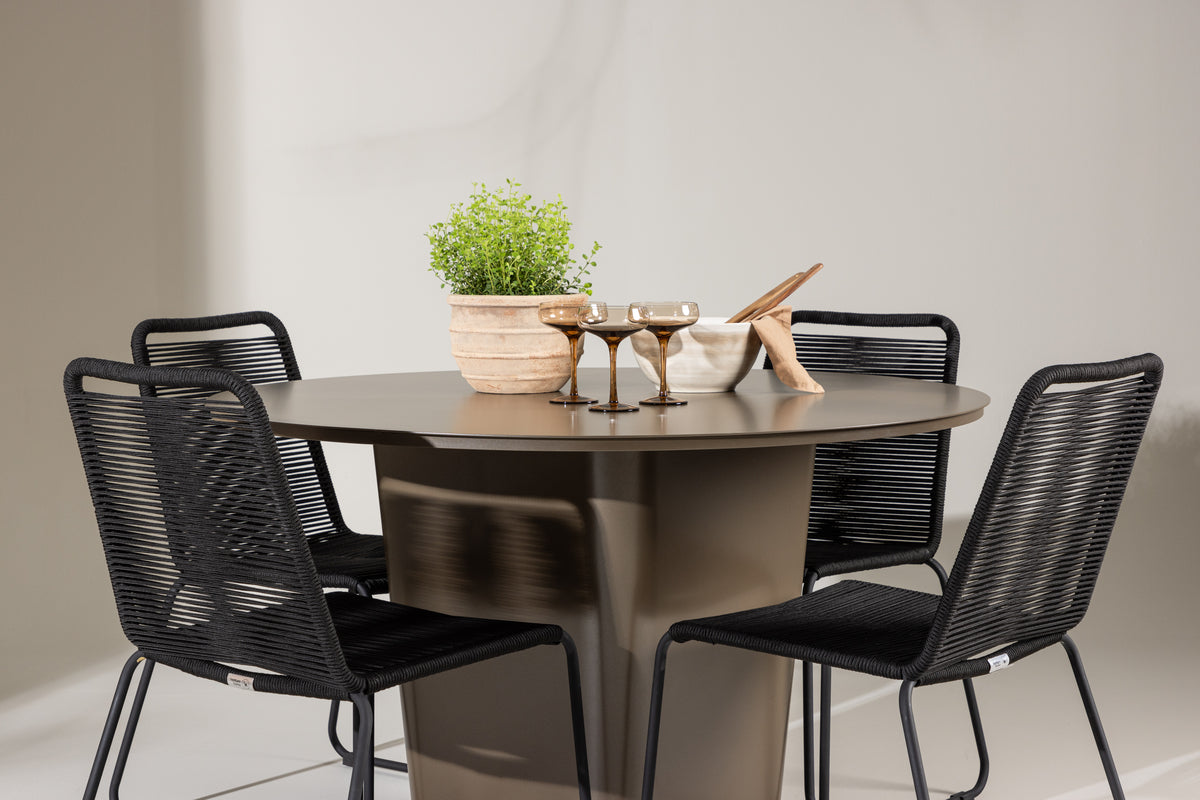 Lindos & Santa Fe Outdoor-Esszimmerset 120 cm Braun Schwarz