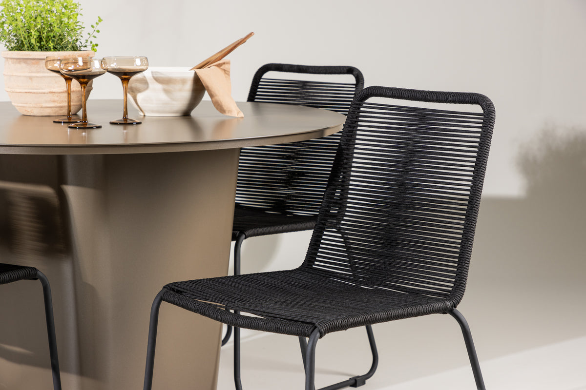 Lindos & Santa Fe Outdoor-Esszimmerset 120 cm Braun Schwarz