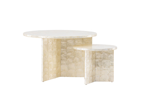 Smögen Couchtisch und Beistelltisch Set Hellgrau Capiz