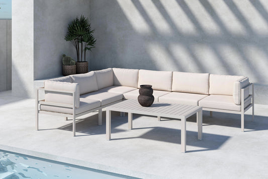 Copacabana Outdoor-Sofa-Set Lounge 120 x 70 Beige 7-teilig