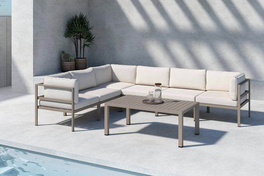 Copacabana Outdoor-Sofa-Set 120 x 70 Braun Beige 7-teilig