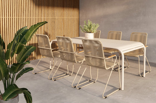 Borneo & Bois Outdoor-Esszimmerset 200 x 100 Beige