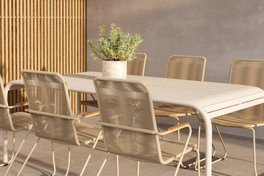 Borneo & Bois Outdoor-Esszimmerset 200 x 100 Beige