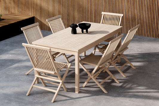 Kenya Outdoor-Esszimmerset 180 x 90 Whitewash