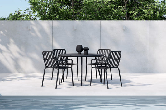 Peking & San Vito Outdoor-Esszimmersset Schwarz