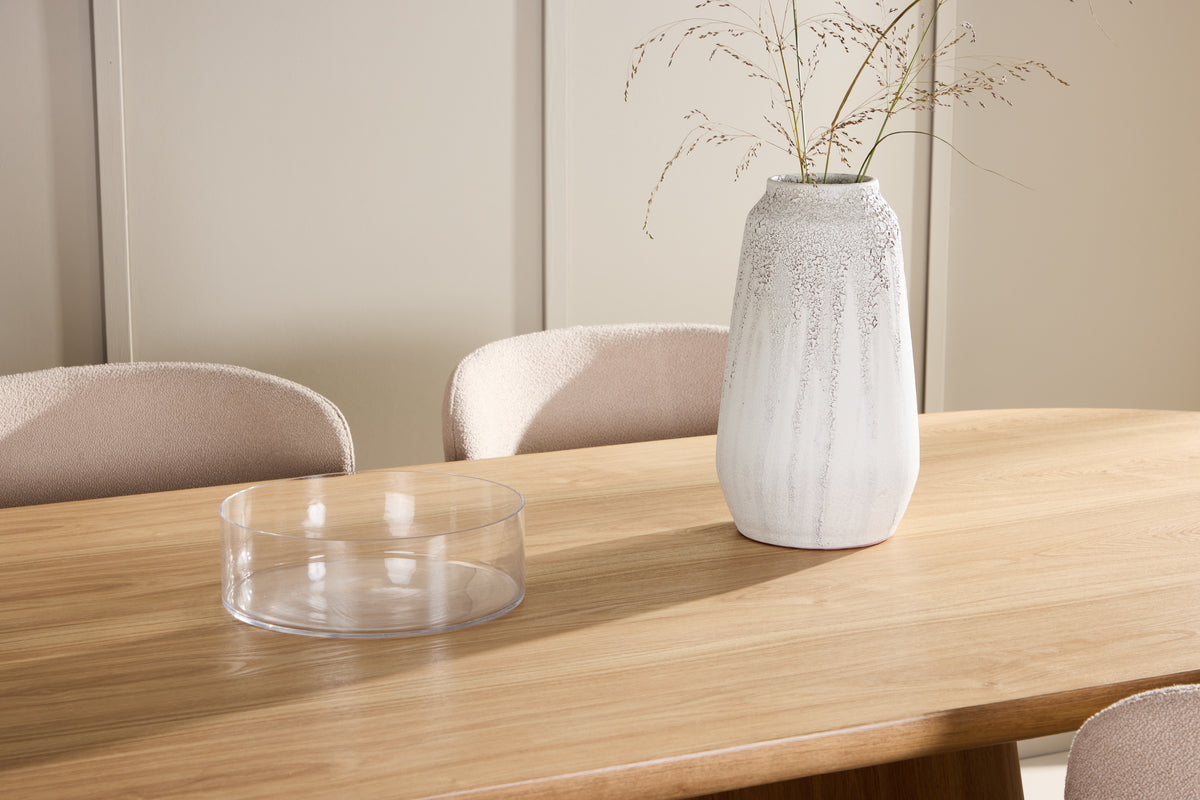 Stjärnö & Astoria Ovaler Esstisch 200 x 90 Natur + Esszimmerstuhl 2er-Pack Beige